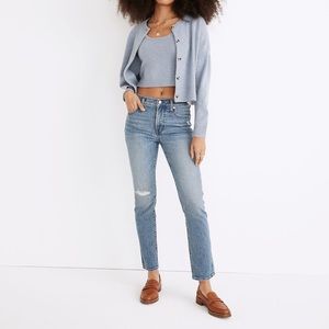 MADEWELL The Mid-Rise Perfect Vintage Jean in Ainsdale Wash: Knee-Rip size 25